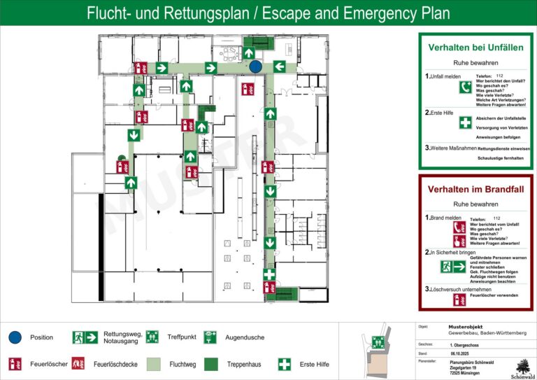 Muster Flucht- und Rettungsplan Gewerbe DIN ISO 23601